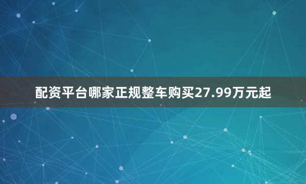 配资平台哪家正规整车购买27.99万元起